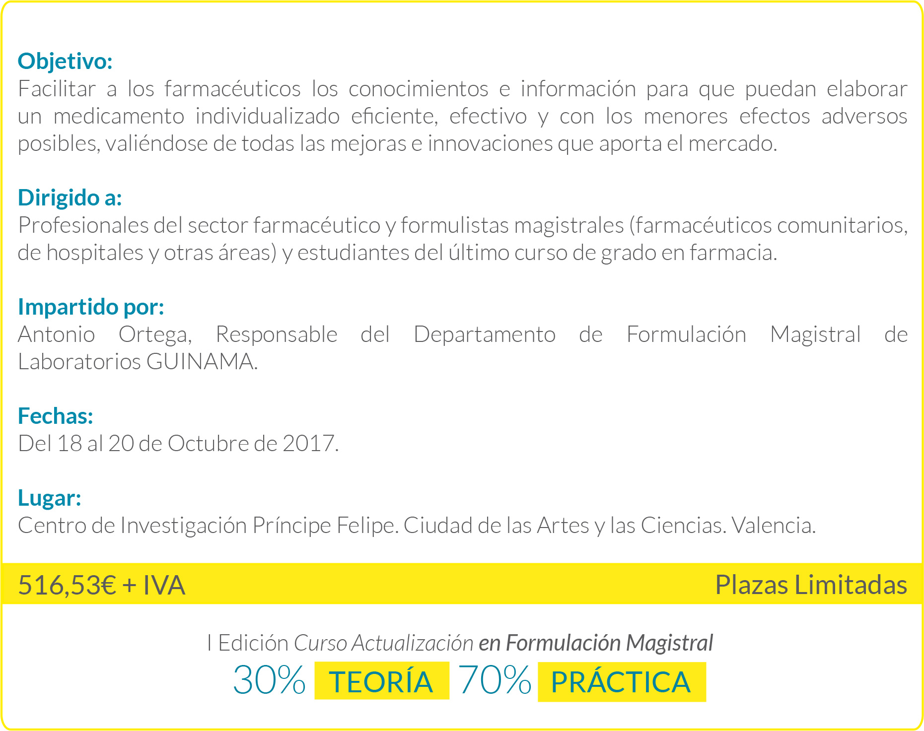 I CURSO ACTUALIZACION EN FORMULACION MAGISTRAL